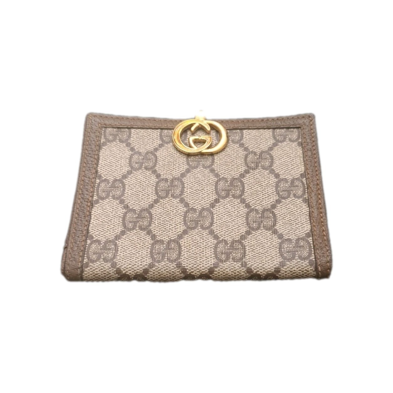 Gucci Vintage Brown Gg Logo Monogram Small Bifold Wallet Amazing Condition